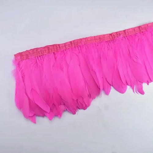 Hüte mit Federn dekoriert. 2 Yards bunter Gänsefederbesatz mit Fransen, weiß und schwarz, Gänsefedern auf Band for Kleidung, Nähen, Besätze, Handarbeiten, Dekoration(Hot Pink) von NIUSABOU