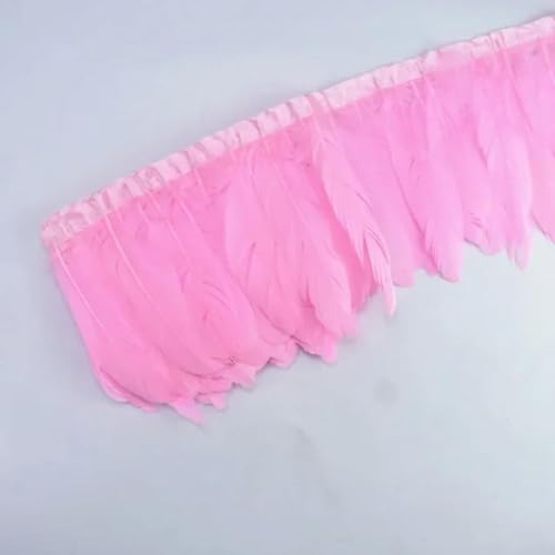 Hüte mit Federn dekoriert. 2 Yards bunter Gänsefederbesatz mit Fransen, weiß und schwarz, Gänsefedern auf Band for Kleidung, Nähen, Besätze, Handarbeiten, Dekoration(Light Pink) von NIUSABOU