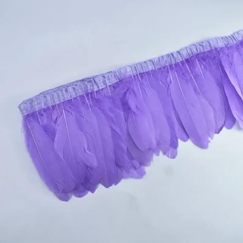 Hüte mit Federn dekoriert. 2 Yards bunter Gänsefederbesatz mit Fransen, weiß und schwarz, Gänsefedern auf Band for Kleidung, Nähen, Besätze, Handarbeiten, Dekoration(Light Purple) von NIUSABOU