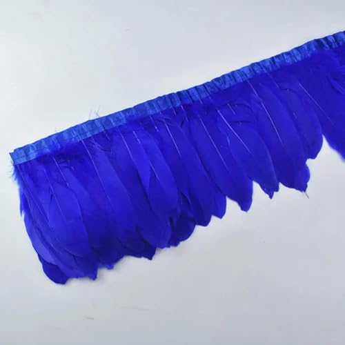 Hüte mit Federn dekoriert. 2 Yards bunter Gänsefederbesatz mit Fransen, weiß und schwarz, Gänsefedern auf Band for Kleidung, Nähen, Besätze, Handarbeiten, Dekoration(Royal Blue) von NIUSABOU