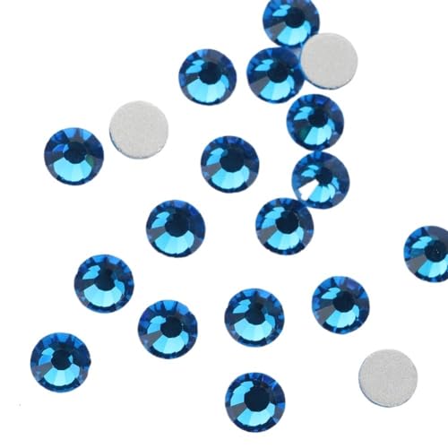 NIUSABOU 1440 stücke Hotfix Strass Fixierung Kristall Cristales Flatback Zurück Nicht Hotfix Strass for Taschen Bekleidung DIY Nail art for dekoration(Capri Blue,3.2mm SS12) von NIUSABOU