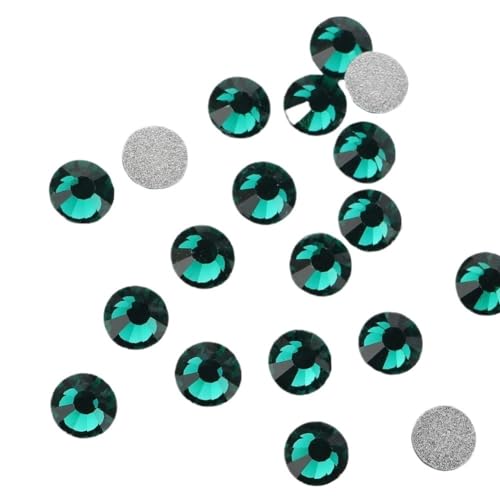 NIUSABOU 1440 stücke Hotfix Strass Fixierung Kristall Cristales Flatback Zurück Nicht Hotfix Strass for Taschen Bekleidung DIY Nail art for dekoration(Emerald,5mm SS20) von NIUSABOU