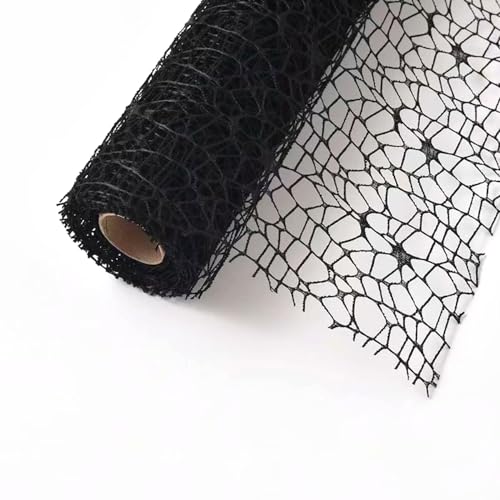 NIUSABOU 2 Rollen Netzband, Dekoband, Tüll mit großem Loch, dekoratives Netzband, breites Geschenkband, 50 cm x 5 Yards,(Black) von NIUSABOU