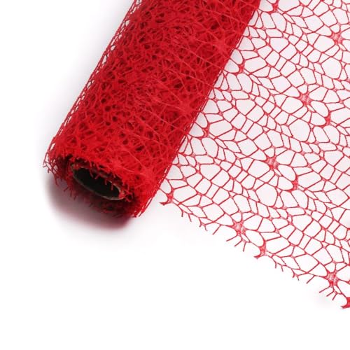 NIUSABOU 2 Rollen Netzband, Dekoband, Tüll mit großem Loch, dekoratives Netzband, breites Geschenkband, 50 cm x 5 Yards,(Large Red) von NIUSABOU