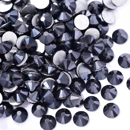 NIUSABOU 288 Stück schwarze Glas-Strasssteine ​​für Nagelkunst, flache Rückseite, Jet-Kleber auf Steinen, keine Hotfix-Strasssteine ​​für Nagelkunst-Dekorationen(Hematite,Mix Size) von NIUSABOU