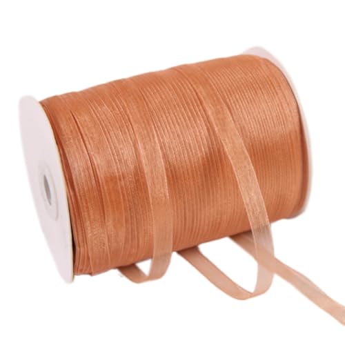 NIUSABOU 450m Schneegarnband Dekoband 6mm Dekoband Tüllband transparent Chiffon Geschenkband(Apricot) von NIUSABOU