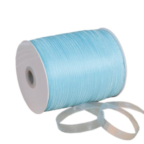 NIUSABOU 450m Schneegarnband Dekoband 6mm Dekoband Tüllband transparent Chiffon Geschenkband(Blue Sea) von NIUSABOU