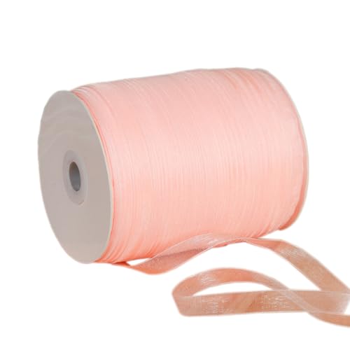 NIUSABOU 450m Schneegarnband Dekoband 6mm Dekoband Tüllband transparent Chiffon Geschenkband(Chapagne Pink) von NIUSABOU