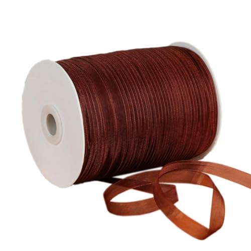 NIUSABOU 450m Schneegarnband Dekoband 6mm Dekoband Tüllband transparent Chiffon Geschenkband(Dark Brown) von NIUSABOU