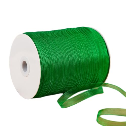 NIUSABOU 450m Schneegarnband Dekoband 6mm Dekoband Tüllband transparent Chiffon Geschenkband(Dark Green) von NIUSABOU