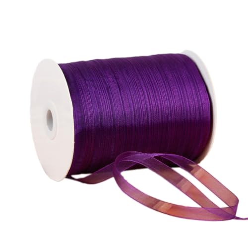 NIUSABOU 450m Schneegarnband Dekoband 6mm Dekoband Tüllband transparent Chiffon Geschenkband(Dark purple) von NIUSABOU