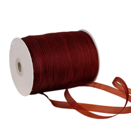 NIUSABOU 450m Schneegarnband Dekoband 6mm Dekoband Tüllband transparent Chiffon Geschenkband(Deep Burgundy) von NIUSABOU