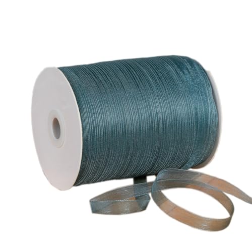 NIUSABOU 450m Schneegarnband Dekoband 6mm Dekoband Tüllband transparent Chiffon Geschenkband(Greygreen) von NIUSABOU