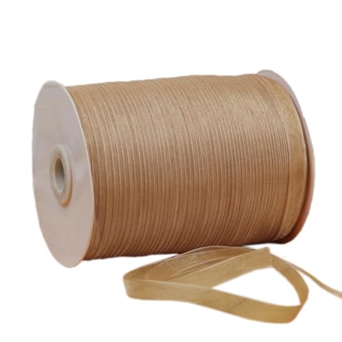 NIUSABOU 450m Schneegarnband Dekoband 6mm Dekoband Tüllband transparent Chiffon Geschenkband(Khaki) von NIUSABOU