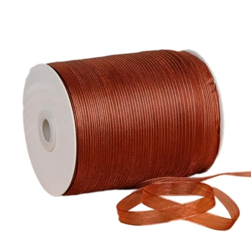 NIUSABOU 450m Schneegarnband Dekoband 6mm Dekoband Tüllband transparent Chiffon Geschenkband(Light Brown) von NIUSABOU