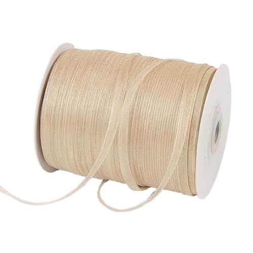 NIUSABOU 450m Schneegarnband Dekoband 6mm Dekoband Tüllband transparent Chiffon Geschenkband(Light Khaki) von NIUSABOU