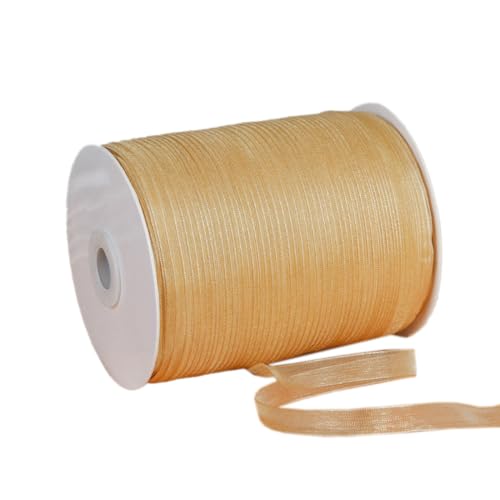 NIUSABOU 450m Schneegarnband Dekoband 6mm Dekoband Tüllband transparent Chiffon Geschenkband(Light gold) von NIUSABOU