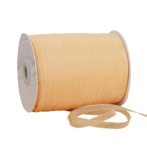 NIUSABOU 450m Schneegarnband Dekoband 6mm Dekoband Tüllband transparent Chiffon Geschenkband(Light golden) von NIUSABOU