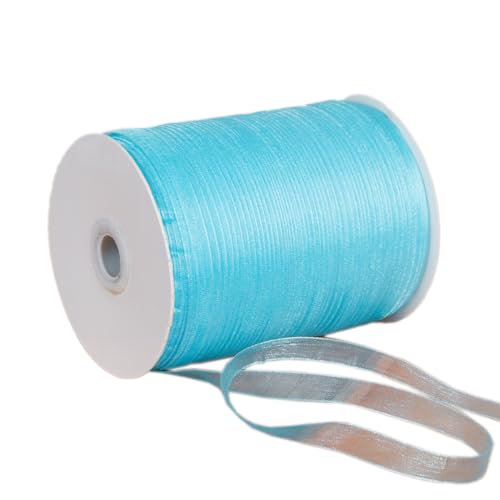 NIUSABOU 450m Schneegarnband Dekoband 6mm Dekoband Tüllband transparent Chiffon Geschenkband(Lightblue) von NIUSABOU