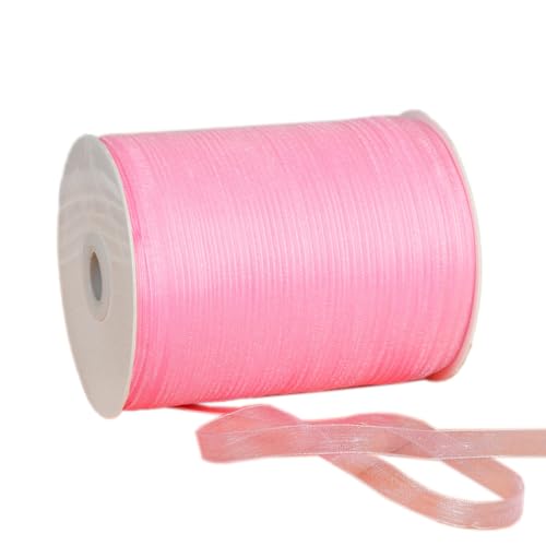 NIUSABOU 450m Schneegarnband Dekoband 6mm Dekoband Tüllband transparent Chiffon Geschenkband(Lightpink) von NIUSABOU