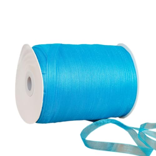 NIUSABOU 450m Schneegarnband Dekoband 6mm Dekoband Tüllband transparent Chiffon Geschenkband(Peacock blue) von NIUSABOU