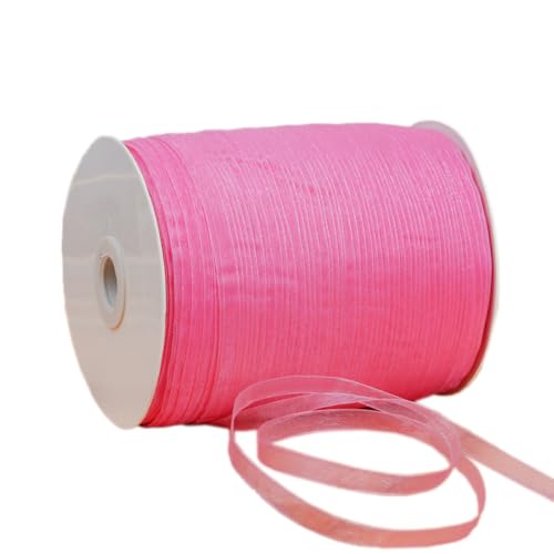 NIUSABOU 450m Schneegarnband Dekoband 6mm Dekoband Tüllband transparent Chiffon Geschenkband(Pink) von NIUSABOU