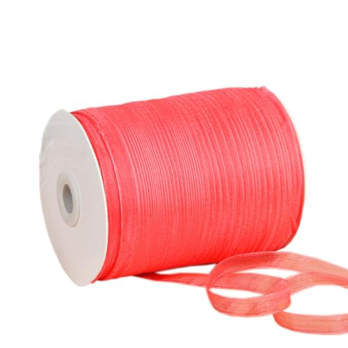 NIUSABOU 450m Schneegarnband Dekoband 6mm Dekoband Tüllband transparent Chiffon Geschenkband(Red (Waterelon Red)) von NIUSABOU