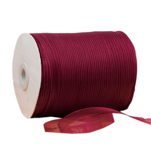 NIUSABOU 450m Schneegarnband Dekoband 6mm Dekoband Tüllband transparent Chiffon Geschenkband(Redwine) von NIUSABOU