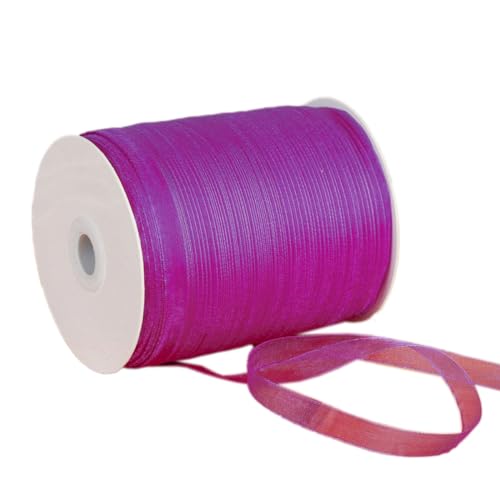 NIUSABOU 450m Schneegarnband Dekoband 6mm Dekoband Tüllband transparent Chiffon Geschenkband(Rose Purple) von NIUSABOU