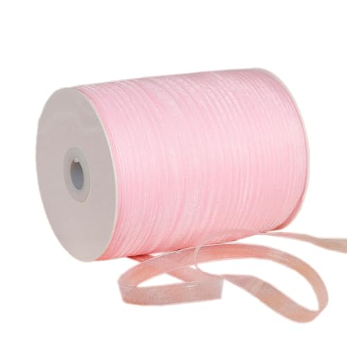 NIUSABOU 450m Schneegarnband Dekoband 6mm Dekoband Tüllband transparent Chiffon Geschenkband(Sakura Pink) von NIUSABOU