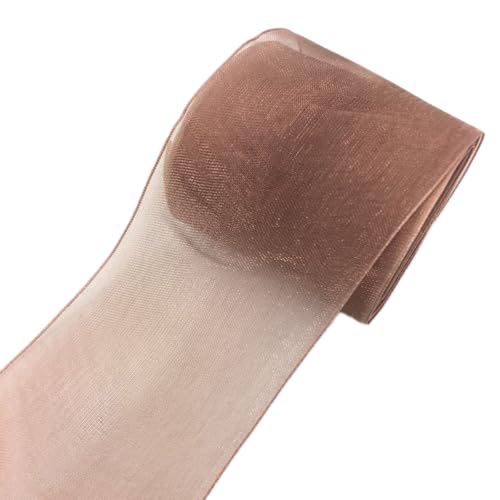 NIUSABOU 5cm x 4,5m Geschenkband Spitzenbordüre Schneegarn Spitzenbesatz Dekoband Spitzenbordüren Tüllband Bänder for Nähen, Hochzeit, Geburtstag(Light Brown) von NIUSABOU