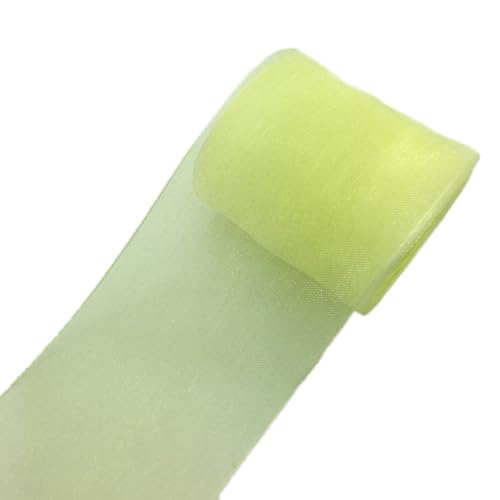 NIUSABOU 5cm x 4,5m Geschenkband Spitzenbordüre Schneegarn Spitzenbesatz Dekoband Spitzenbordüren Tüllband Bänder for Nähen, Hochzeit, Geburtstag(Light Yellow) von NIUSABOU