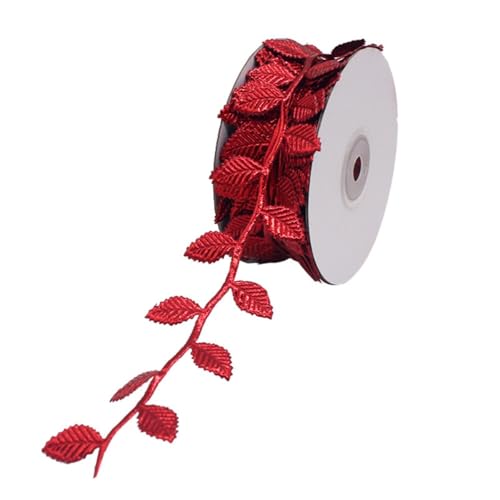 NIUSABOU Kunstblätterband, Dekoband Geschenkband 10m, Dekoband for Geschenkverpacken, DIY Basteln, Party, Hochzeit(Red) von NIUSABOU