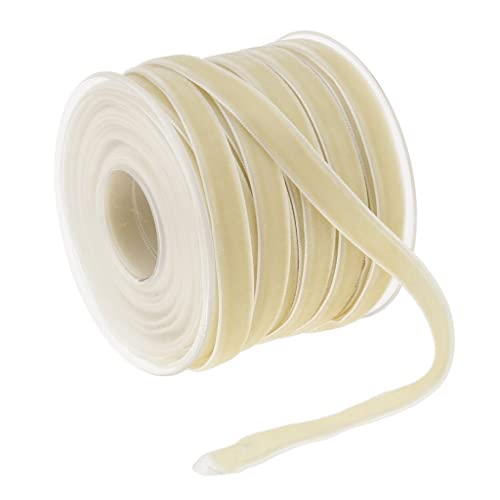 NIUSABOU Rollen Samtband 1cm x 20 Yards Schmuckband Samtband Geschenkband for Verpacken, Dekorieren, Basteln(Beige) von NIUSABOU