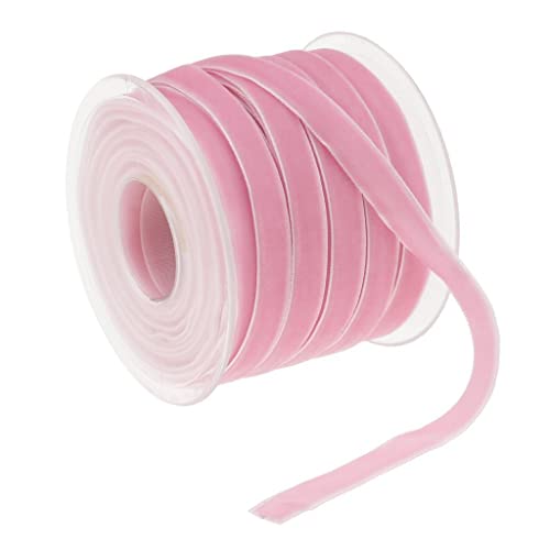 NIUSABOU Rollen Samtband 1cm x 20 Yards Schmuckband Samtband Geschenkband for Verpacken, Dekorieren, Basteln(Pink) von NIUSABOU