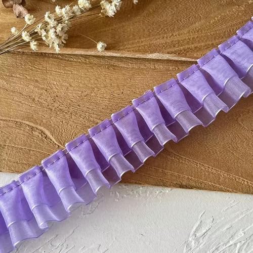 Stickband an der Seite. 1 Meter lila Serie Spitzenband Zubehör handgefertigt DIY dekorative Rock Saum Kleidung Zubehör plissierte Rüschen breit(Purple1) von NIUSABOU