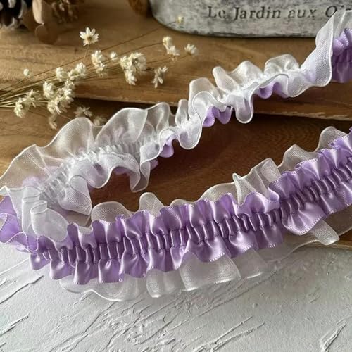 Stickband an der Seite. 1 Meter lila Serie Spitzenband Zubehör handgefertigt DIY dekorative Rock Saum Kleidung Zubehör plissierte Rüschen breit(Purple5) von NIUSABOU