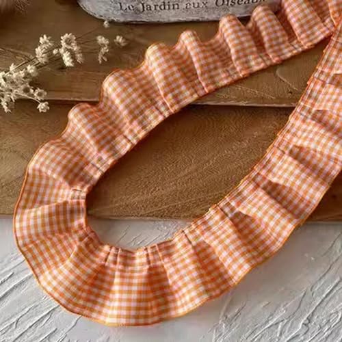 Stickband an der Seite. 1 Meter orange Serie Spitzenband Zubehör handgefertigt DIY dekorative Rock Saum Kleidung Zubehör plissierte Rüschen breit(4 Orange 4cm) von NIUSABOU