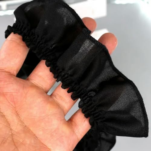 Stickband an der Seite. 5 cm breit, weiß, schwarz, 3D-Plissee-Chiffon-Spitzenstoff, Agaric-Falten, Handarbeiten, Fransenband, Kleidkragenbesatz, DIY-Nähdekoration(Black) von NIUSABOU