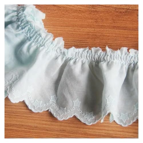 Stickband an der Seite. 7 cm breiter weißer Baumwoll-Plissee-Stoff, bestickte Spitze, Fransenband, Kleid, Ausschnitt, Manschetten, Rüschenbesatz, DIY-Nähdekoration(Light Blue) von NIUSABOU