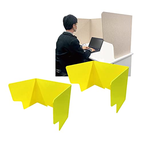 Trennwände für Studenten Büroschreibtisch Privacy Freistehende Desktop-Trennwand, schallabsorbierend, störungsfrei, for Büro, Klassenzimmer, Lernzimmer, 2 Stück tragbar(Yellow 2,24in/60cm) von NIUSABOU