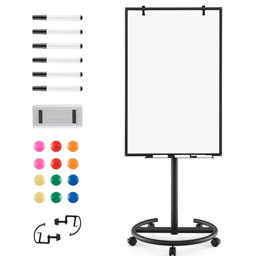 tragbare magnetische Whiteboards Staffelei-Stil, 100 x 65 cm, magnetisch mit verstellbarem Mechanismus und rundem, stabilem Ständer, mobiles Stehbrett for das Home-Office im Klassenzimmer(Black) von NIUSABOU