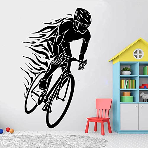 Dynamisches Fahrradmuster - Schwarz-Weiß-Sportwandaufkleber, geeignet für Kinderzimmer und Fitnessraum, abnehmbare Vinyl-Wandaufkleber 57 x 96 cm von NIUZHENBAOS