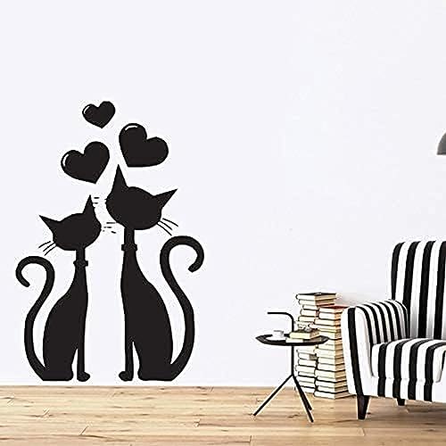 NIUZHENBAOS Chats in Amoureux - Einfache Schwarz-Weiß-Wandaufkleber Für Schlafzimmer Wohnzimmer Wanddekoration - Abnehmbare Vinyl Wandaufkleber 30 * 45 cm von NIUZHENBAOS