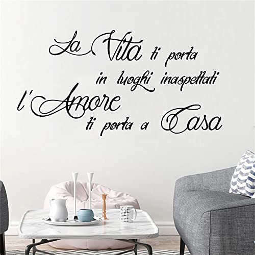 NIUZHENBAOS Home Wandaufkleber Italienische Zitate Wandaufkleber, Geeignet Für Wohnzimmer, Schlafzimmer Dekor, Abnehmbare Vinyl Wandaufkleber 80X42Cm von NIUZHENBAOS