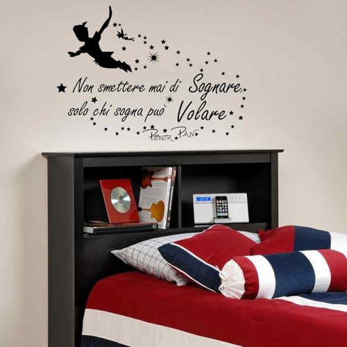 NIUZHENBAOS Italienische Sätze und Zitate Vinyl Wandtattoo, Never Stop Dreaming Only He Dreams Can Fly Dekorativ, Abnehmbare Wandaufkleber 60 * 90 cm von NIUZHENBAOS