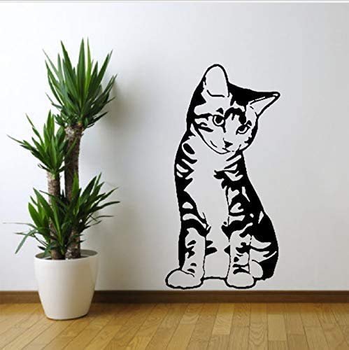 NIUZHENBAOS Katze - Schwarz und Weiß Tier Einfache Wandaufkleber - Geeignet Für Wohnzimmer Oder Schlafzimmer Wanddekoration - Abnehmbare Vinyl Wandaufkleber 30,5X60Cm von NIUZHENBAOS