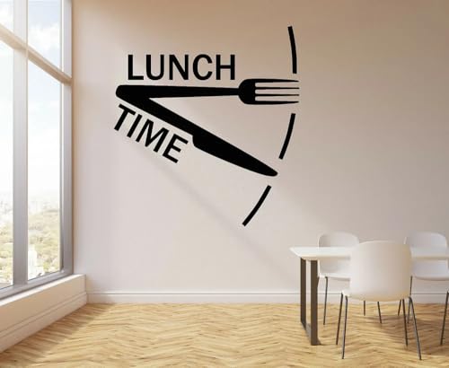 NIUZHENBAOS Lunch Time Elegante und kreative Wandaufkleber, ideal für Esszimmer und Küche, entfernbarer schwarz-weißer Vinyl-Wandaufkleber 42 x 45 cm von NIUZHENBAOS