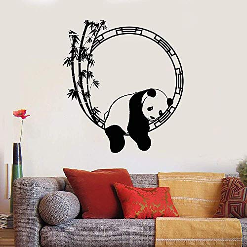 NIUZHENBAOS Panda & Bamboo: Wandaufkleber Schwarz-Weiß-Schablone für Kinderzimmer Innenarchitektur Chinesisches Wohnzimmer, abnehmbare Vinyl-Wandaufkleber 42 * 46 cm schwarz. von NIUZHENBAOS