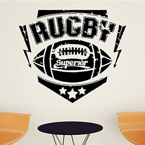 NIUZHENBAOS Rugby Logo - Einfache Schwarz-Weiß-Wandaufkleber - Geeignet Für Die Dekoration Im Fitnessstudio Oder Spielzimmer - Abnehmbare Vinyl Wandaufkleber 58X50 cm von NIUZHENBAOS